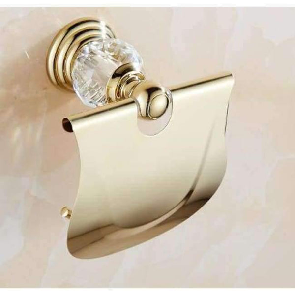 Planet Gates gold Crystal Diamond Tissue Box Polished Brass Toilet Paper Holder Roll Holder Bathroom Accessories products HG01