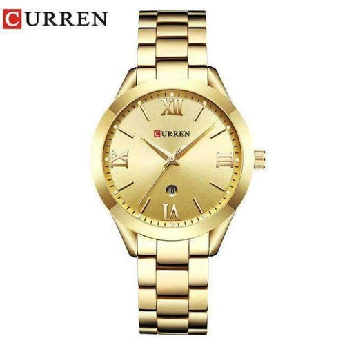 Planet Gates gold CURREN Brand Women Steel Watch Ladies Luxury Dress Fashion Quartz Wristwatch Classic Crystal Gold Bracelet Women Watch Clock