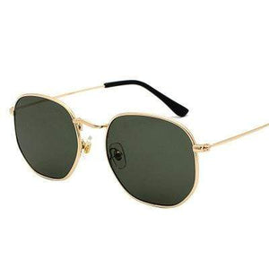 Planet Gates Gold dark green Men Sunglases Hexagon Sun glasses NEW Women Metal Frame Fishing Glasses Gold tea Eyewear lentes de sol hombre okulary UV400