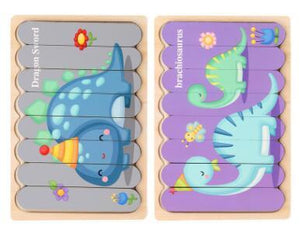 Planet Gates Gold Double Sided Strip 3D Puzzles Baby Toy Wooden Montessori Materials Educational Toys For Children Large Bricks Kids Learning Toys