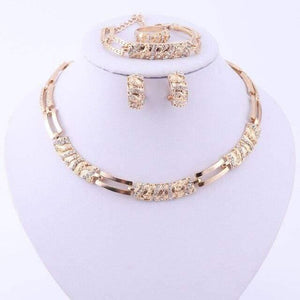 Planet Gates Gold Fashion Silver Plated Jewelry Sets Crystal African Beads Necklace Earrings Ring Bracelet Set For Women