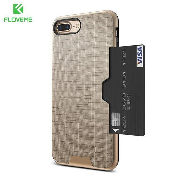 Planet Gates Gold / For iPhone 7 FLOVEME Card Slot Phone Case For iPhone 7 Luxury Wallet Mobile Accessories For iPhone 8 6 6s 7 Plus Cases For iPhone X XS MAX XR
