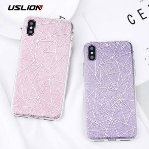 Planet Gates Gold / For iPhone X USLION Glitter Bling Powder Phone Case For iPhone X Geometric Lines Hard PC Back Cover Cases For iPhone 8 7 6 6s Plus 5 5s SE