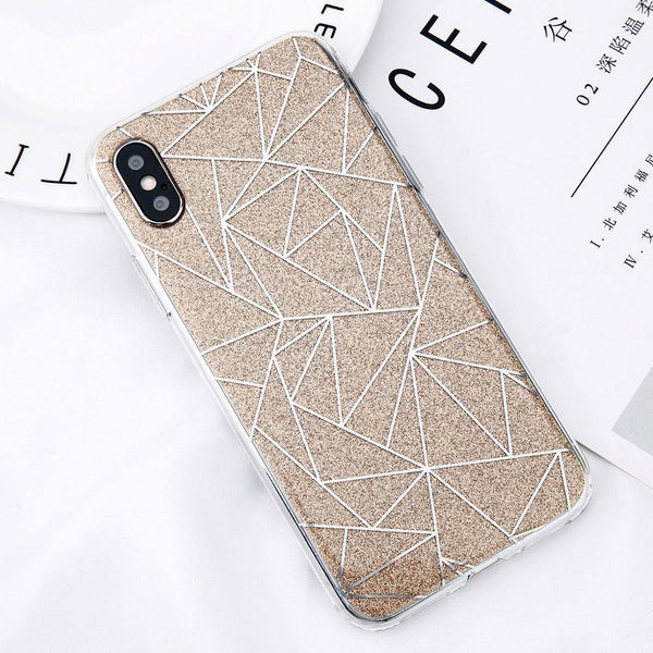 Planet Gates Gold / For iPhone X USLION Glitter Bling Powder Phone Case For iPhone X Geometric Lines Hard PC Back Cover Cases For iPhone 8 7 6 6s Plus 5 5s SE
