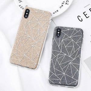 Planet Gates Gold / For iPhone X USLION Glitter Bling Powder Phone Case For iPhone X Geometric Lines Hard PC Back Cover Cases For iPhone 8 7 6 6s Plus 5 5s SE