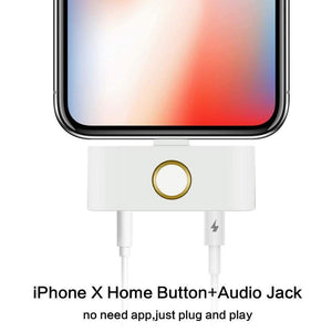 Planet Gates Gold For iPhone X XR XS MAX Home Button Audio Charger Adapter Home Key 3.5mm Earphone AUX Jack Audio Converter External HOME Button