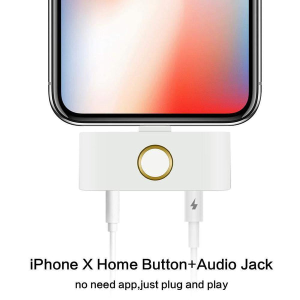Planet Gates Gold For iPhone X XR XS MAX Home Button Audio Charger Adapter Home Key 3.5mm Earphone AUX Jack Audio Converter External HOME Button
