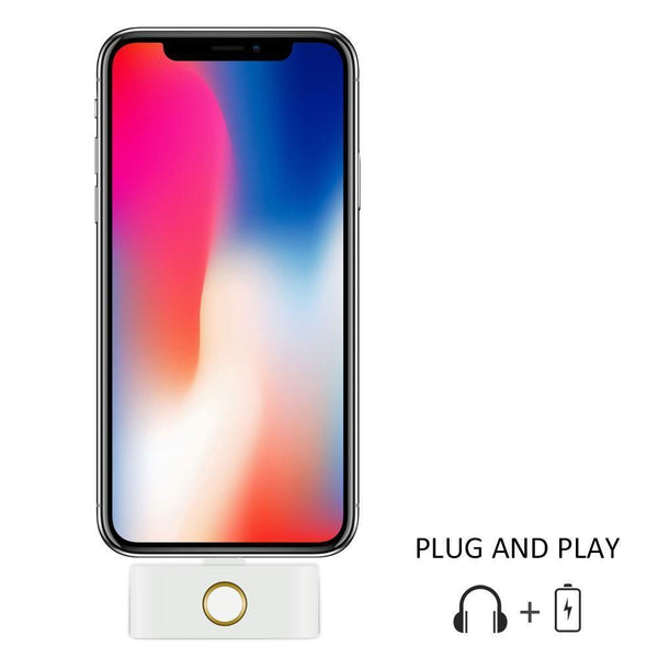 Planet Gates Gold For iPhone X XR XS MAX Home Button Audio Charger Adapter Home Key 3.5mm Earphone AUX Jack Audio Converter External HOME Button