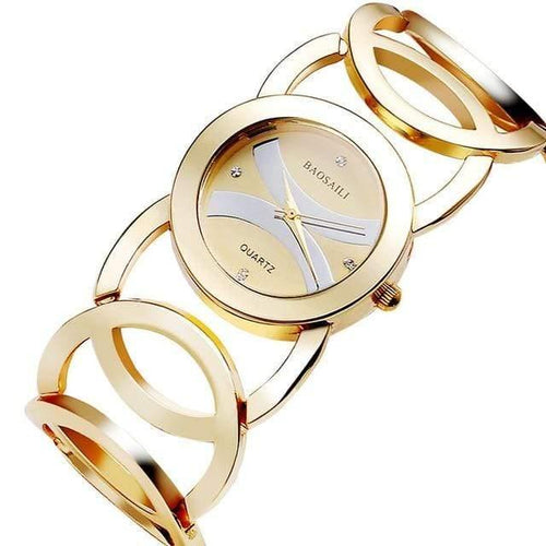 Planet Gates Gold Gold Plated Circles Strap Stainless Steel Back Shinning Women Bracelet Watches Fashion Wrist Watch