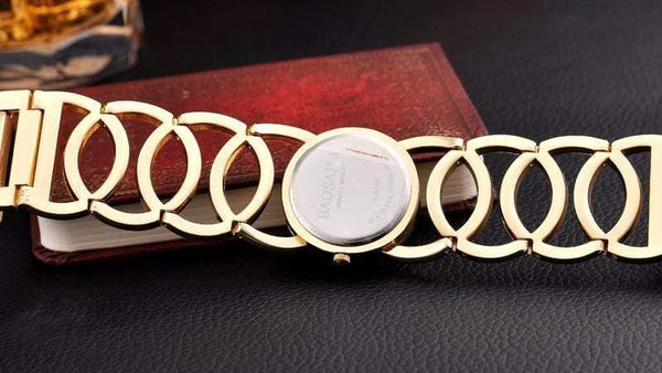 Planet Gates Gold Gold Plated Circles Strap Stainless Steel Back Shinning Women Bracelet Watches Fashion Wrist Watch