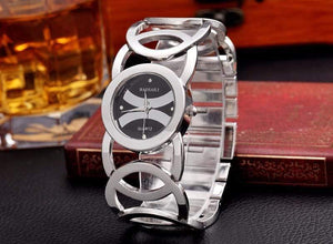 Planet Gates Gold Gold Plated Circles Strap Stainless Steel Back Shinning Women Bracelet Watches Fashion Wrist Watch
