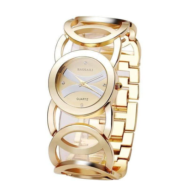 Planet Gates Gold Gold Plated Circles Strap Stainless Steel Back Shinning Women Bracelet Watches Fashion Wrist Watch