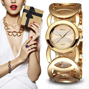 Planet Gates Gold Gold Plated Circles Strap Stainless Steel Back Shinning Women Bracelet Watches Fashion Wrist Watch
