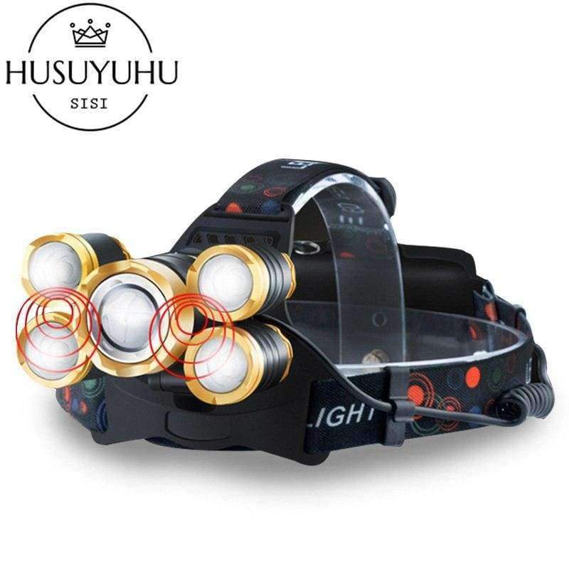 Planet Gates Gold induction HUSUYUHU SISI 5 LED Strong Head Light Aluminum Alloy Focusing Induction Headlight Waterproof Outdoor Fishing Light