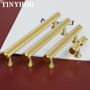 Gold Knurled/Textured simple kitchen cabinet knobs and handles Drawer Pulls Bedroom Knobs Brass T Bar Cabinet Hardware