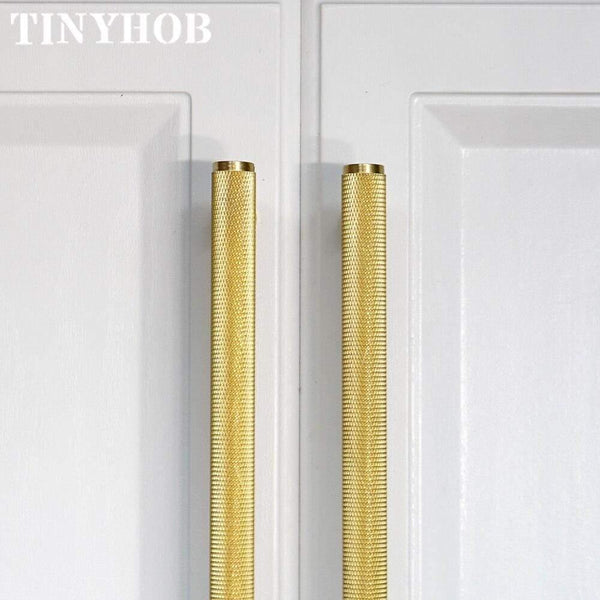 Gold Knurled/Textured simple kitchen cabinet knobs and handles Drawer Pulls Bedroom Knobs Brass T Bar Cabinet Hardware