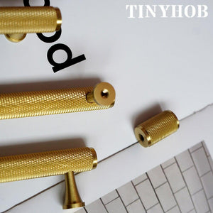 Gold Knurled/Textured simple kitchen cabinet knobs and handles Drawer Pulls Bedroom Knobs Brass T Bar Cabinet Hardware