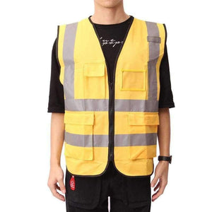 Planet Gates Gold / L High Visibility Clothing Clothing Safety Reflective Vest L,XL,5 Color Night Work Security Traffic Cycling