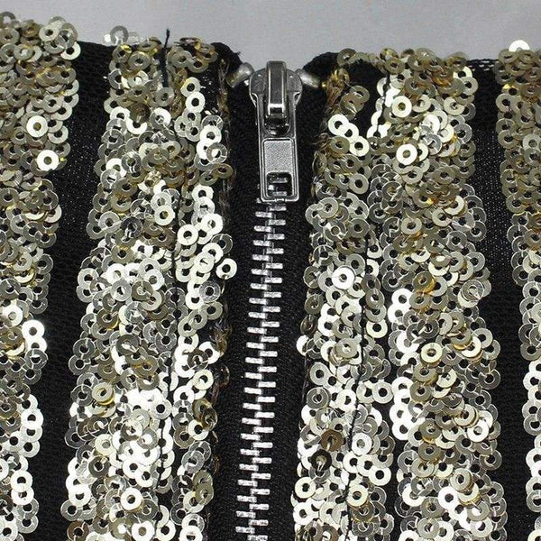 Planet Gates Gold / L New Christmas Sequin Dress Women Sexy Bodycon Lady Vestidos Winter Striped Long Sleeve Women Clubwear Party Dress