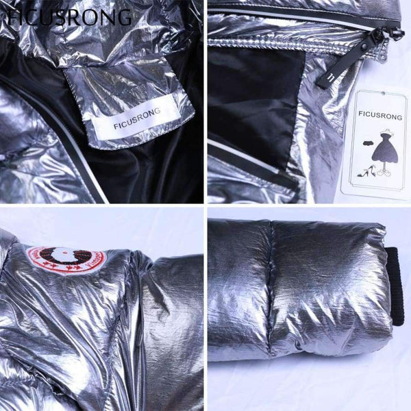 Planet Gates Gold / L White Fur Collar Coat Winter Jacket Women Long Down Parkas Female Warm Hooded Jacket Coat Silver Gray 2018 New FICUSRONG