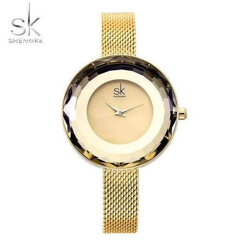 Planet Gates gold Ladies Watch Prism Fac Gold Steel Mesh Quartz Women Watches Top Brand Clock Relogio Feminino