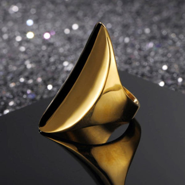 Planet Gates Gold Large Rings for Women Party Jewelry Big Oval Cocktail Ring 316L Titanium Stainless Steel Anillos Mujer