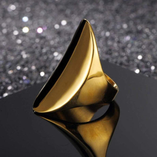 Planet Gates Gold Large Rings for Women Party Jewelry Big Oval Cocktail Ring 316L Titanium Stainless Steel Anillos Mujer