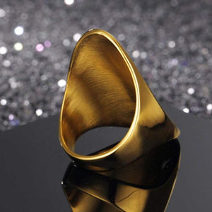 Planet Gates Gold Large Rings for Women Party Jewelry Big Oval Cocktail Ring 316L Titanium Stainless Steel Anillos Mujer