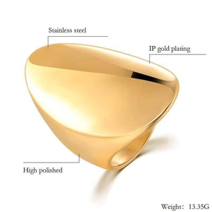 Planet Gates Gold Large Rings for Women Party Jewelry Big Oval Cocktail Ring 316L Titanium Stainless Steel Anillos Mujer