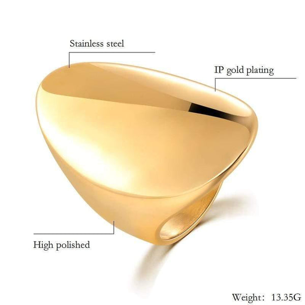 Planet Gates Gold Large Rings for Women Party Jewelry Big Oval Cocktail Ring 316L Titanium Stainless Steel Anillos Mujer