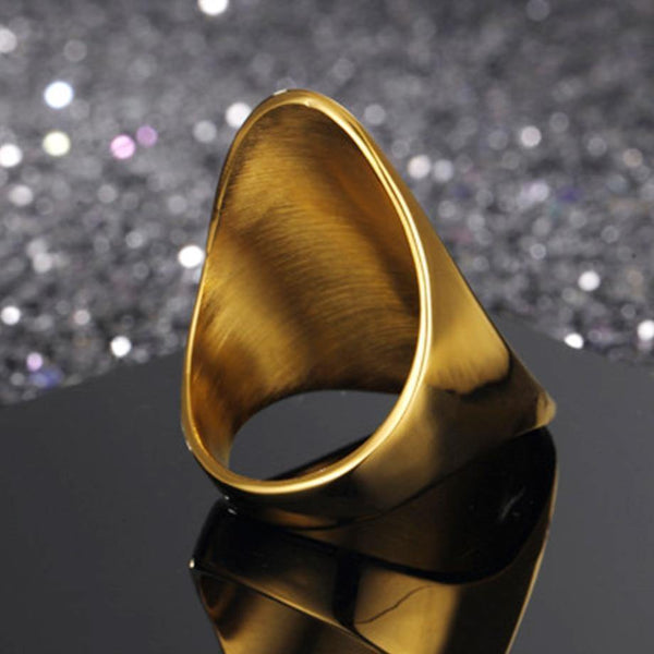Planet Gates Gold Large Rings for Women Party Jewelry Big Oval Cocktail Ring 316L Titanium Stainless Steel Anillos Mujer