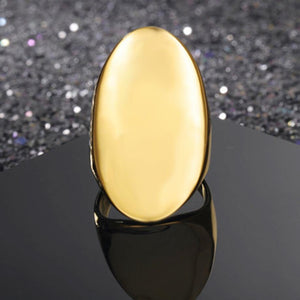 Planet Gates Gold Large Rings for Women Party Jewelry Big Oval Cocktail Ring 316L Titanium Stainless Steel Anillos Mujer