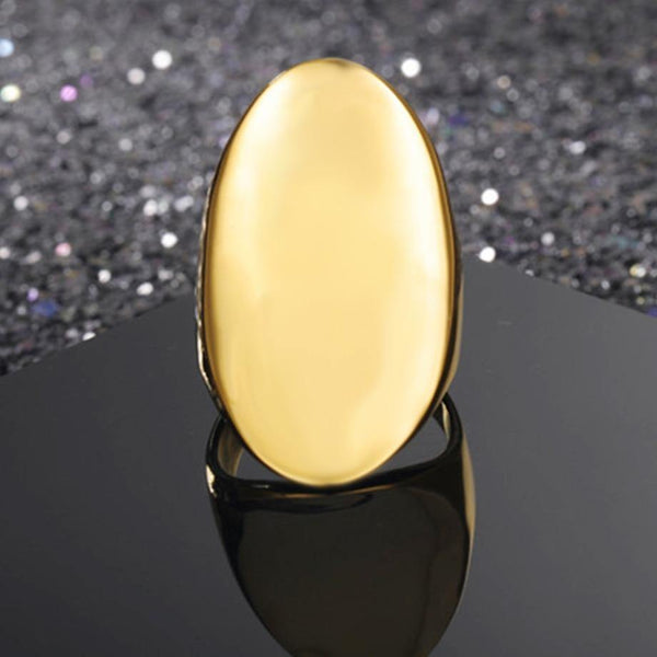 Planet Gates Gold Large Rings for Women Party Jewelry Big Oval Cocktail Ring 316L Titanium Stainless Steel Anillos Mujer
