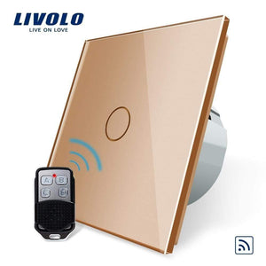 Planet Gates Gold Livolo EU Standard Remote Switch, AC 220~250V Wall Light Remote Touch Switch With Mini Remote Controller C701R-11-RT12,no Logo