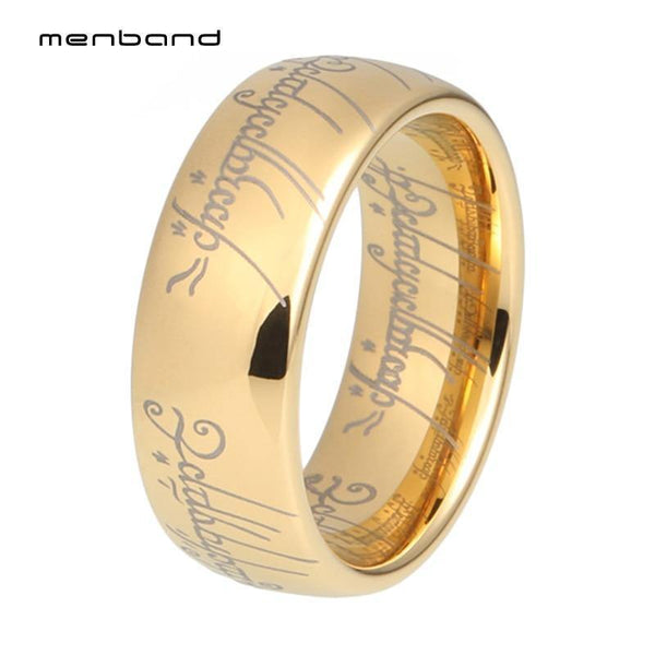 Planet Gates Gold Lord Of Ring 8mm Width With Comfort Fit High Quality Polished Shiny Tungsten Carbide Rings For Men Women