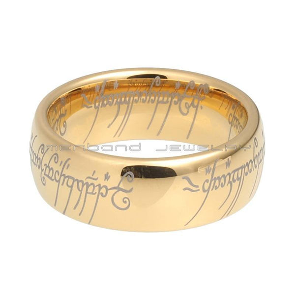 Planet Gates Gold Lord Of Ring 8mm Width With Comfort Fit High Quality Polished Shiny Tungsten Carbide Rings For Men Women