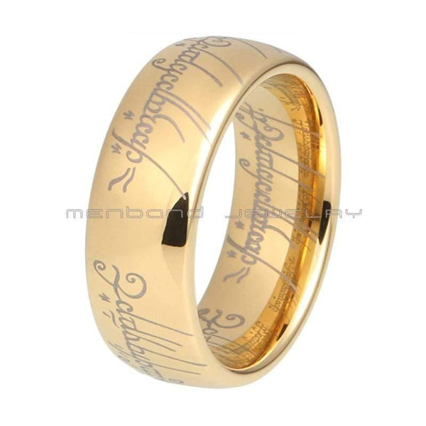 Planet Gates Gold Lord Of Ring 8mm Width With Comfort Fit High Quality Polished Shiny Tungsten Carbide Rings For Men Women
