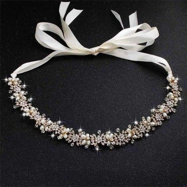 Planet Gates Gold Luxury Clear Crystal Bridal Hair Vine Pearls Wedding Hair Jewelry Accessories Headpiece Women Crowns Pageant HS-J4506