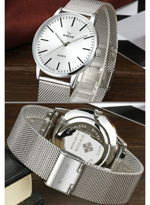 Planet Gates Gold Men Simple Slim Quartz Watch Gold Steel Mesh Ultra Thin Men Watches Luxury Brand Waterproof Male Wrist Watch Golden Clock