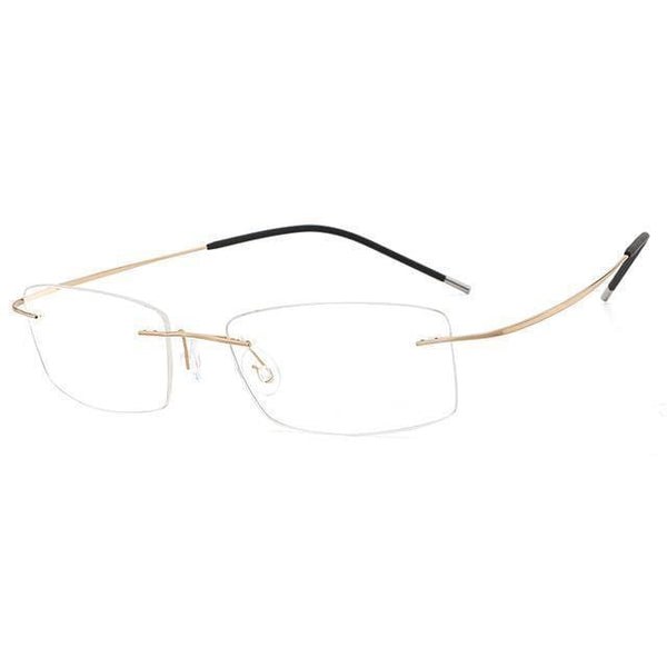 Planet Gates gold Mens Lightweight Titanium Rimless Eyeglasses Frames Prescription Optical Glasses Frame