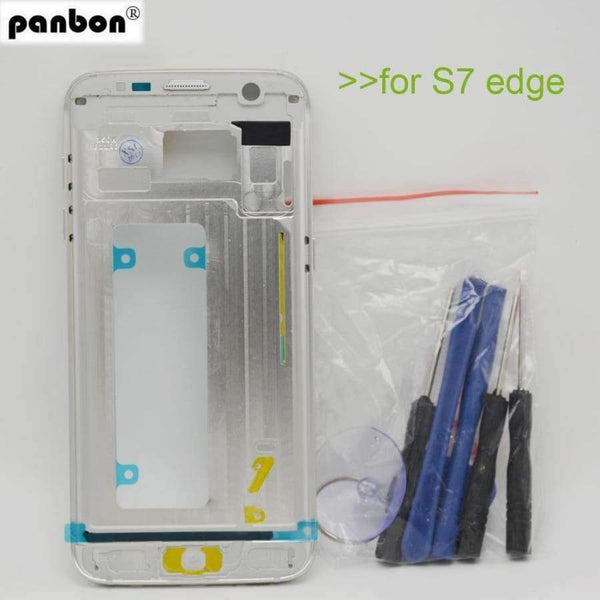 Planet Gates gold Middle frame for Samsung Galaxy S7 edge G935 G935F Back Bezel Housing Case Free Tools Replacement Parts