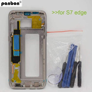 Planet Gates gold Middle frame for Samsung Galaxy S7 edge G935 G935F Back Bezel Housing Case Free Tools Replacement Parts