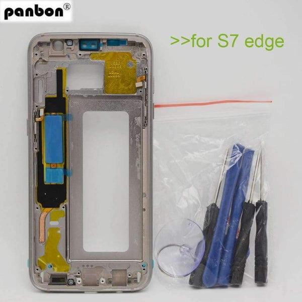 Planet Gates gold Middle frame for Samsung Galaxy S7 edge G935 G935F Back Bezel Housing Case Free Tools Replacement Parts