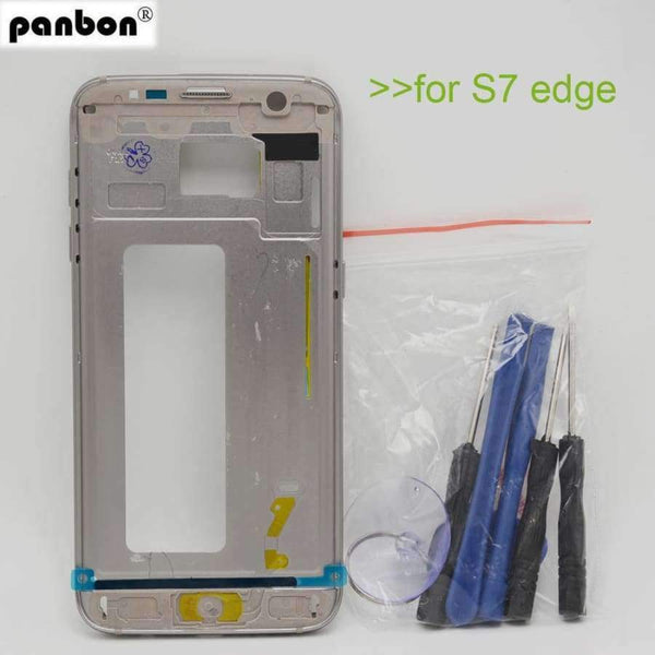 Planet Gates gold Middle frame for Samsung Galaxy S7 edge G935 G935F Back Bezel Housing Case Free Tools Replacement Parts