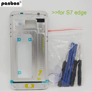 Planet Gates gold Middle frame for Samsung Galaxy S7 edge G935 G935F Back Bezel Housing Case Free Tools Replacement Parts