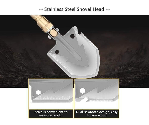 Planet Gates Gold Multifunctional Military Folding Shovel With Carrying Bag Army Multi-Tools Portable Outdoor Camping Hiking Tools