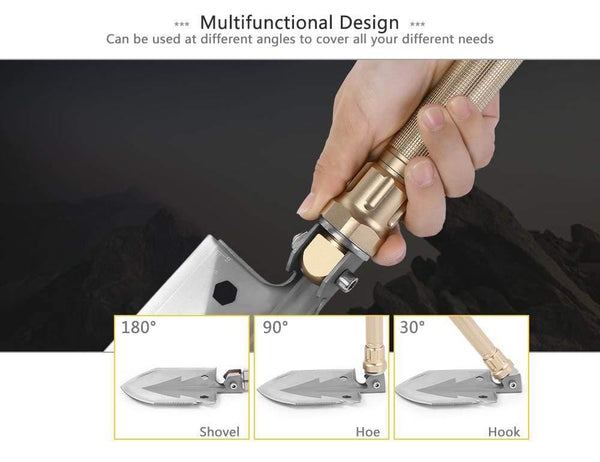 Planet Gates Gold Multifunctional Military Folding Shovel With Carrying Bag Army Multi-Tools Portable Outdoor Camping Hiking Tools