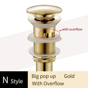 Planet Gates Gold N Without Overflow Brass Bathroom Lavatory Sink Pop Up Drain Bathroom Basin Sink Use Bathroom Products/Accessories HJ-0618F