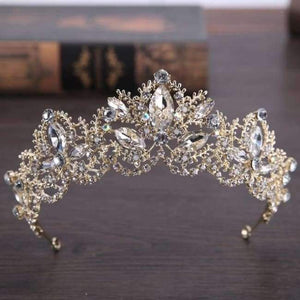 Planet Gates Gold New Fashion Baroque Luxury Crystal AB Bridal Crown Tiaras Light Gold Diadem Tiaras for Women Bride Wedding Hair Accessories