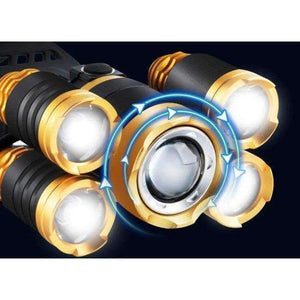 Planet Gates Gold No Induction HUSUYUHU SISI 5 LED Strong Head Light Aluminum Alloy Focusing Induction Headlight Waterproof Outdoor Fishing Light